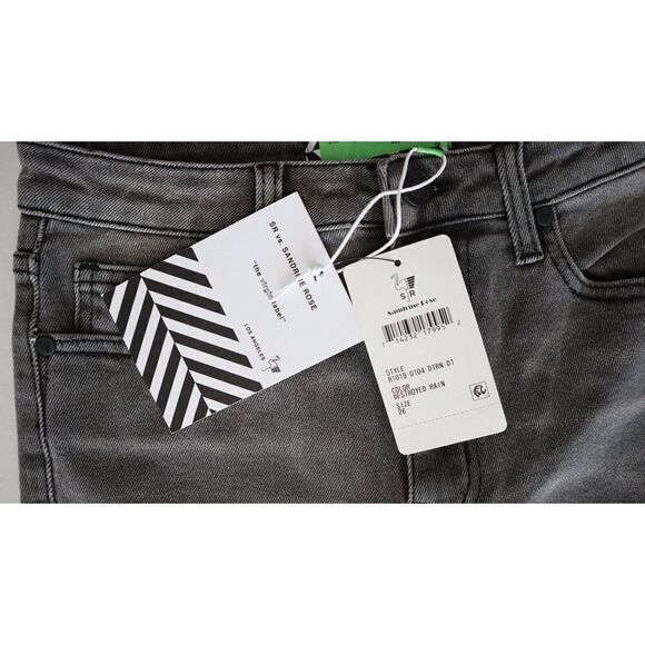 Sandrine Rose x FP Women Sz 26 Black Destroyed Rain Straight Denim Jeans $200 - Picture 3 of 5